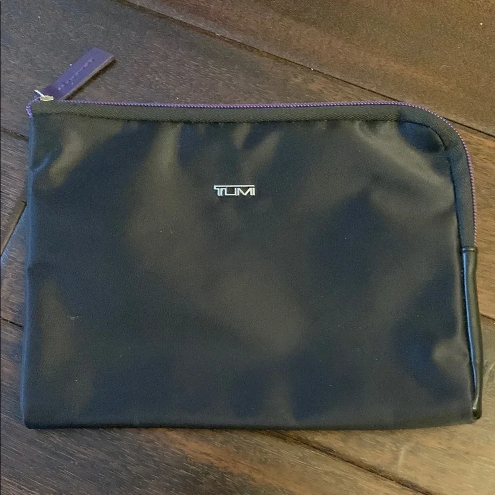 TUMI for Delta Black and Purple Travel Pouch